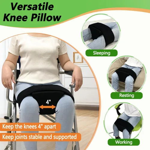 Miniatura 2 de AOSSA Cuña de abducción, almohada separadora de rodilla para cirugía de reemplazo de cadera, almohada ortopédica de espuma contorneada con correa