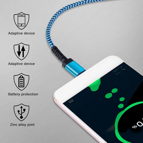 Miniatura 3 de Cable de carga C de 6 pies, cable de carga rápida tipo C, cargador de teléfono Android para Moto G Stylus/Play/Power, Razr, Samsung Galaxy Blanco