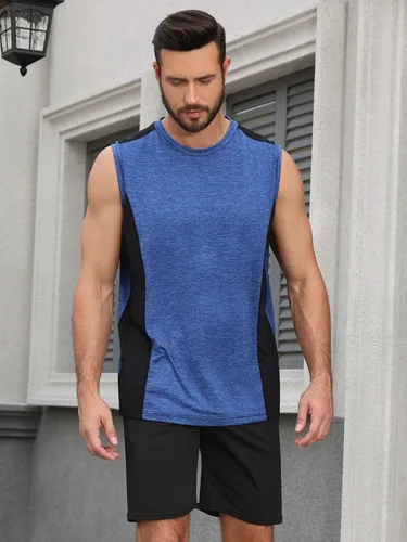 Miniatura 3 de AMVELOP Paquete de 4 camisetas sin mangas de entrenamiento para hombre, de secado rápido, para gimnasio
