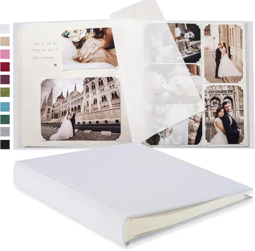 Pssoss Álbum de fotos grande de bricolaje, 100 páginas con espacio de escritura para fotos de 3 x 5, 4 x 6, 5 x 7, 6 x 8, 8 x 10 pulgadas, para