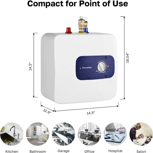 Miniatura 6 de ThermoMate Calentador de agua eléctrico con mini tanque, 4 galones, pequeño calentador de agua para debajo del fregadero, para punto de uso, agua