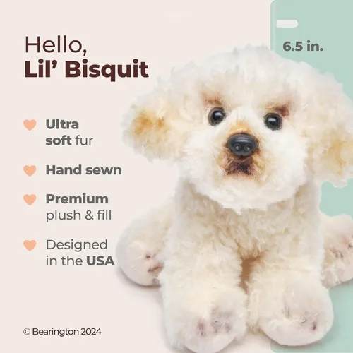 Miniatura 2 de Bearington - Animal de peluche realista para cachorros, juguetes de peluche para niños, peluches de labradoodle de caniche, galleta Lil` de 6