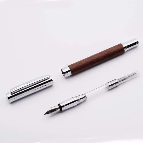 Miniatura 7 de LACHIEVA Lux ury - Pluma estilográfica de nogal, bonito bolígrafo con punta fina de fabricación alemana, convertidor, cartuchos. Bonito juego de Nuez