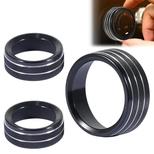 Miniatura 7 de Unifizz 3 piezas de calcomanías para pomos de aire acondicionado de automóvil, interruptor de radio de CA para Dodge 15-20 Durango Challenger