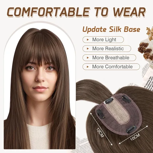 Miniatura 42 de Rich Choices Pelucas con topper de cabello para mujeres, cabello humano real 100% Remy, sin flequillo, para mujeres con adelgazamiento en la parte