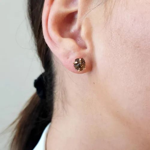 Miniatura 111 de Aretes de piedra preciosa natural en bruto con oro rosa sobre plata de ley 925, 6 a 0.276 in, regalo de piedra de nacimiento de calidad genuina