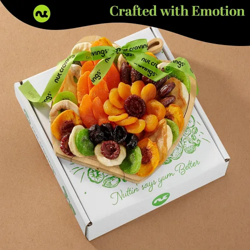 Miniatura 3 de NUT CRAVINGS - Cesta de regalo con arreglo floral de frutas secas navideñas en cesta de regalo de madera en forma de manzana + bandeja (9 surtido)