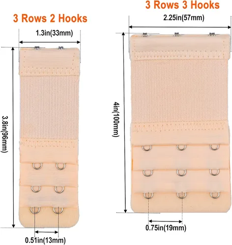 Miniatura 2 de 6 extensiones de brasier para mujer, 2 ganchos3 ganchos, cómoda correa de extensión de brasier elástica (negro, blanco, nude), Desnudo, Negro, Blanco