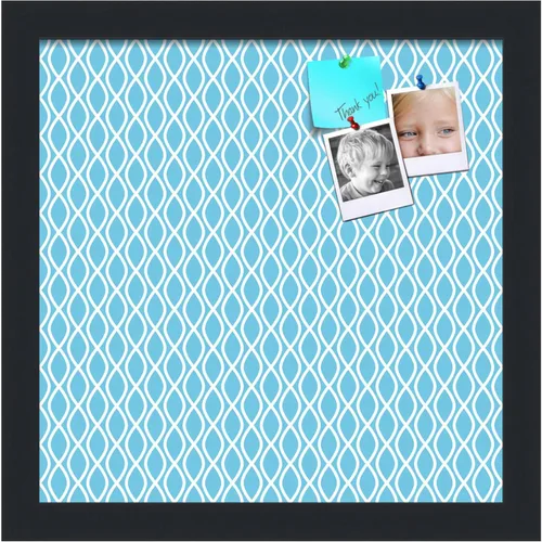 Miniatura 13 de PinPix Tablero de anuncios de corcho de 13 x 13 pulgadas. Este tablero decorativo enmarcado viene con diseño de ondas en blanco y negro y un marco