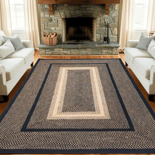 Miniatura 62 de Homespice Alfombras de Área Ovaladas Trenzadas de Yute Denim Azul de 8x10 pies para Sala de Estar, Dormitorio y Comedor. Apto para Mascotas. Estilos