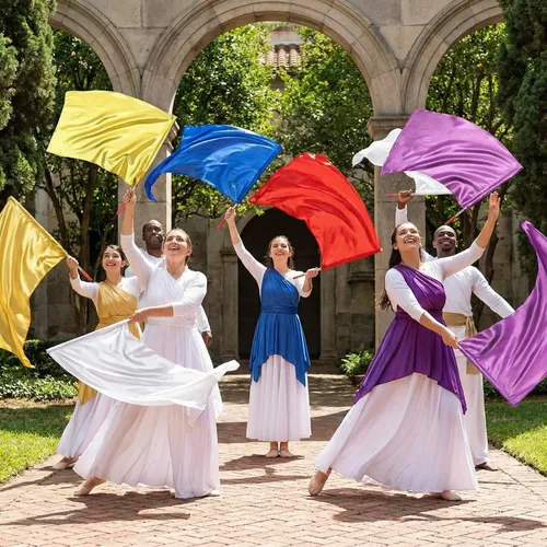 Miniatura 6 de Mindsoft 10 banderas de adoración de baile de alabanza de 21.6 x 26.8 pulgadas con barra escalable, bandera rectangular de ala de ángel, banderas