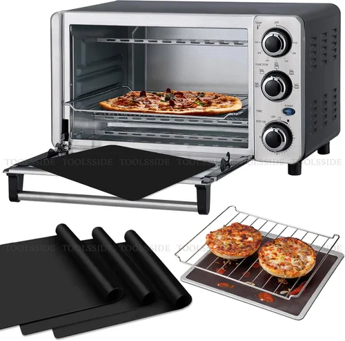 Revestimiento antiadherente para horno tostador, paquete de 3 forros de horno de 11 x 9 pulgadas para la parte inferior del horno, gran alfombrilla