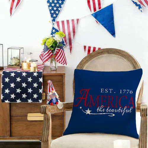 Miniatura 5 de RABUSOFA Fundas de almohada para el 4 de julio, 18 x 18 pulgadas, letreros patrióticos, rojo, blanco y azul, Día de la Independencia, 4 de julio