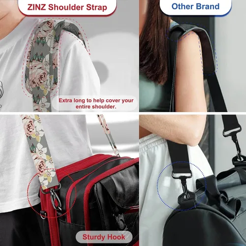 Miniatura 149 de ZINZ Correa de hombro universal de 59 pulgadas con almohadilla transpirable fija ultra gruesa, correa de hombro ajustable y resistente para bolsa