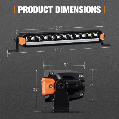 Miniatura 8 de LIGHTFOX Barra de luz LED de 12 pulgadas con conector DT, haz de luz puntual y de inundación de fila única, 72W, 6,717LM, luces de conducción