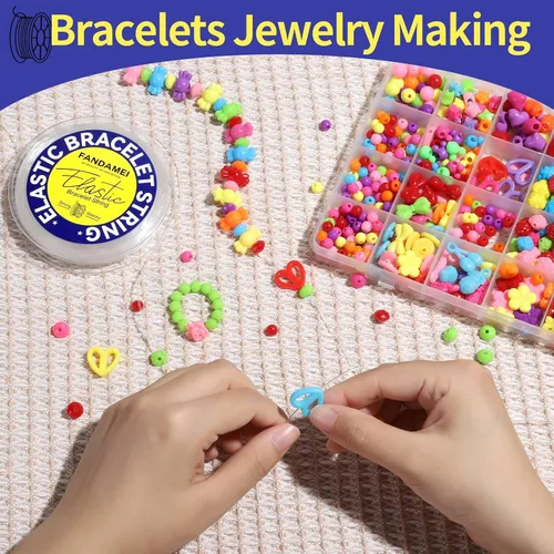 Miniatura 4 de FANDAMEI Cordón elástico de 1mm para pulseras, cordón de cuentas elásticas de cristal para pulseras de joyería, cuerda elástica transparente