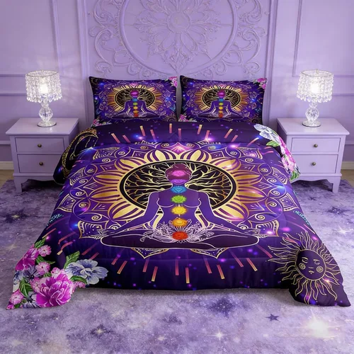 Miniatura 14 de Manfei - Juego de edredón de tamaño Queen con lindo diseño de perezoso, juego de colcha con flores amarillas con 2 fundas de almohada, juego de ropa