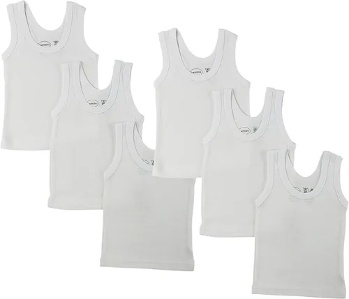 Paquete de 6 camisetas sin mangas para bebé, 100% algodón, camisetas de manga corta para niños y niñas, unisex