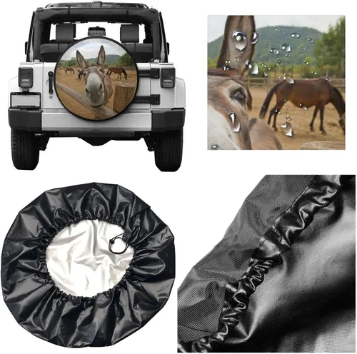 Miniatura 5 de Funny Donkey - Funda protectora de rueda de repuesto resistente a la intemperie, universal, a prueba de polvo, para remolque, RV, SUV, camión