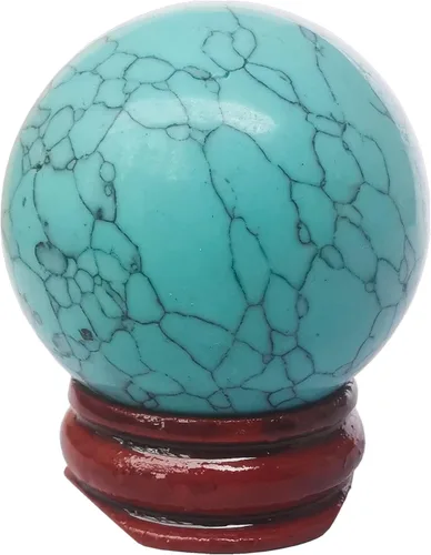 Escultura de esfera de adivinación de cristal curativo de howlita verde de 1.575 in, bola de piedras preciosas, colección decorativa de decoración