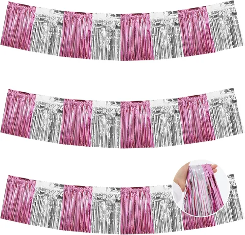 Miniatura 34 de BEISHIDA 3 Paquetes de Guirnalda de Flecos de Lámina Metálica Arcoíris Oscuro para Colgar en la Pared, Banderas de Oropiel para Halloween, Flotas