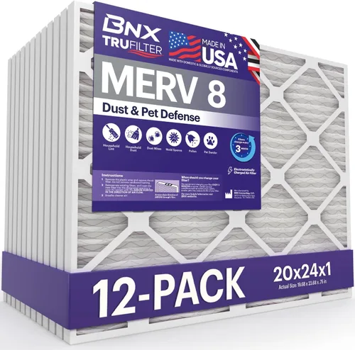 Miniatura 14 de BNX TruFilter - Filtro de aire MERV 8 de 16 x 25 x 1 pulgadas (paquete de 12) – Fabricado en Estados Unidos – Protección contra el polvo
