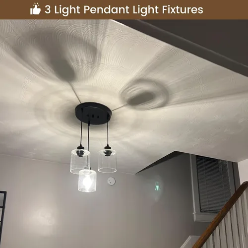 Miniatura 7 de Lámpara colgante de 3 luces, lámpara colgante para isla de cocina, iluminación colgante negra para cocina, dormitorio, pasillo, accesorios de 3