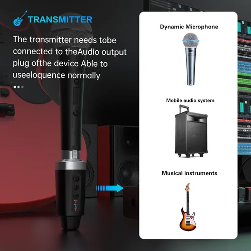 Miniatura 3 de EBJ Transmisor Receptor de Micrófono Inalámbrico 2.4Ghz, Sistema Inalámbrico de Micrófono XLR, Adaptador de Micrófono Inalámbrico Recargable
