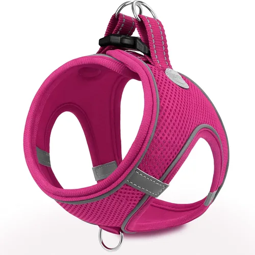 Miniatura 17 de Joytale arnés para perro, 12 colores, chaleco de malla transpirable, arnés acolchado suave reflectante para perros medianos, negro, XL.