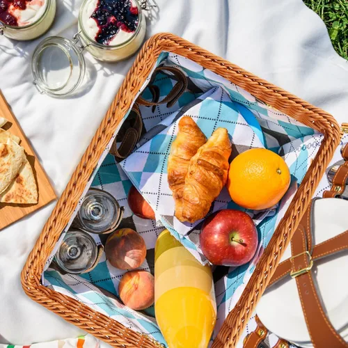 Miniatura 5 de 3 piezas de cesta de mimbre para pan de 16 pulgadas, cesta de servicio tejida, cesta de servicio de alimentos de mesa para restaurante, panadería