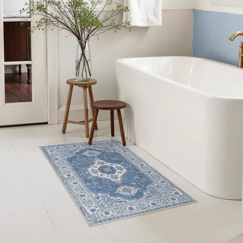 Miniatura 3 de Seavish Alfombra de baño bohemia, vintage, envejecida, absorbente, pequeña, antideslizante, lavable, para fregadero, ducha, tocador, suave, cómoda