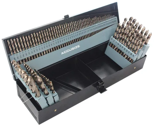 Miniatura 5 de Accusize Industrial Tools M35 H.S.S. Plus Juego de brocas métricas de cobalto al 5%, punta dividida de 135 grados, 1 a 0.394 in por 0.020 in en caja