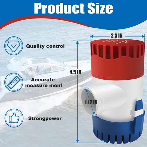 Miniatura 2 de Bomba de sentina de 1100 GPH de 12 V, bomba de sentina sumergible para barcos y aplicaciones marinas de 1-1/8 pulgadas de salida para barcos