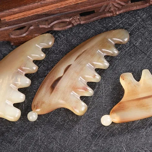 Miniatura 3 de Cuerno Gua Sha peine cuero cabelludo masaje meridiano raspado terapia de acupuntura anticelulitis pérdida de cabello relajación Guasha herramienta
