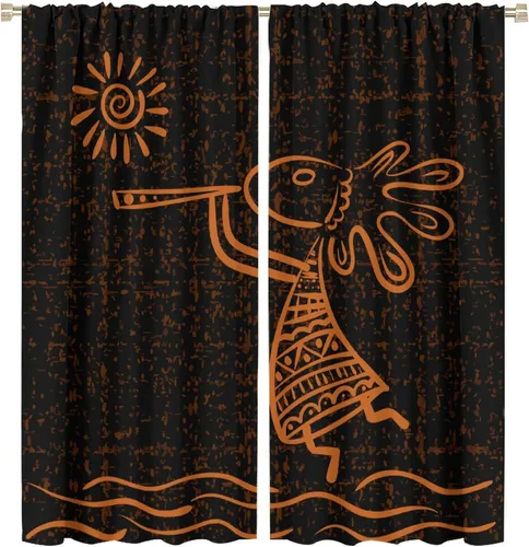 Miniatura 22 de Kokopelli - Cortinas opacas para cocina, decoración de sala de estar, dormitorio, 21 x 45 pulgadas, 2 paneles