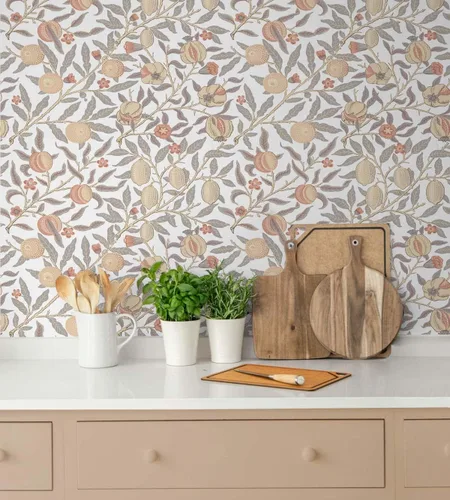 Miniatura 6 de NextWall Papel tapiz vintage de granada (Daydream Grey & Melon)