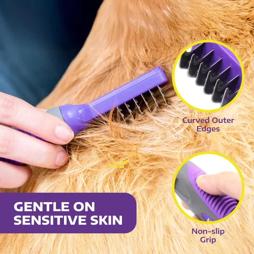 Miniatura 5 de Peine desamatador para perros de Hertzko - Herramienta de aseo para mascotas de pelo largo y corto - Removedor de pelo enmarañado para gatos Pequeño