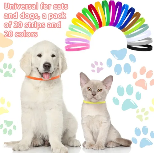 Miniatura 6 de Frienda 60 collares de parto para cachorros, collares para mascotas recién nacidas, bandas de identificación ajustables de doble cara, bandas