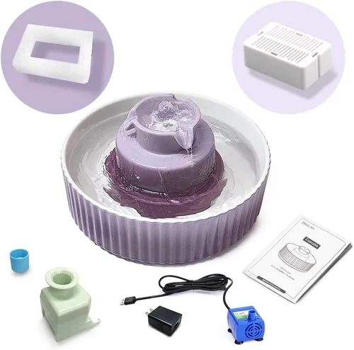 Miniatura 7 de Fuente de agua para gatos: Fuente de agua para mascotas Cepheus - Fuente de agua automática para gatos y perros con bomba ultra silenciosa (morado)