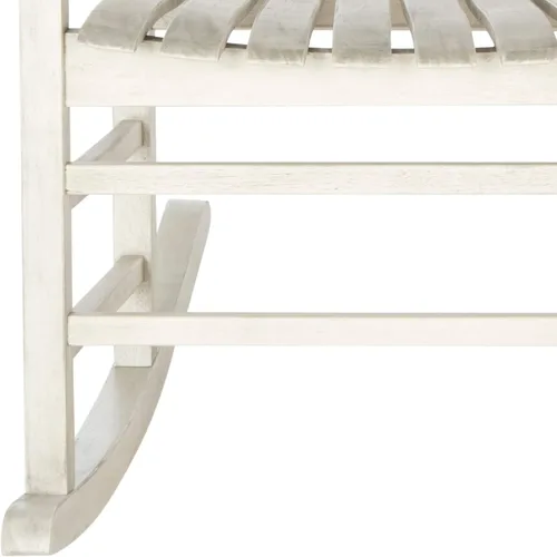 Miniatura 4 de Blanco Lavado Gris Acacia Madera Mecedora Bohemia Ecléctica Country Respaldo