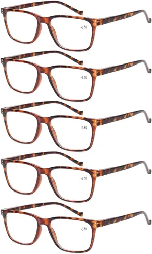 Miniatura 10 de JOSCHOO Paquete de 5 lentes de lectura para hombres y mujeres, bisagras de resorte, anteojos cómodos para leer (5 negros, 1.75)