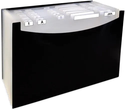 C-Line Archivo expandible de diseño de pie de 21 bolsillos, expansión de 12 pulgadas, 21 secciones, pestañas de corte 1/5, tamaño legal, negro