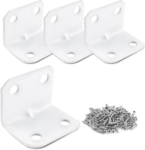 Uenhoy 4 soportes de esquina blancos, soportes pequeños en forma de L de 1 x 1 x 1.3 pulgadas (0.984 x 0.984 x 1.260 in), 90 grados en ángulo recto