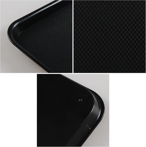 Miniatura 3 de Teyyvn Bandeja de plástico negra para servir comida rápida, 17.3 x 13.4 in, bandeja rectangular para alimentos
