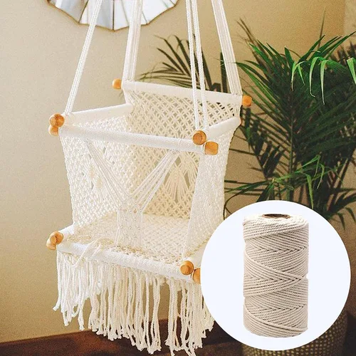 Miniatura 5 de Hilo de macramé, hilo de algodón beige, cuerda de algodón, cuerda de algodón, cordón de macramé natural para atrapasueños, manualidades, tejer, C