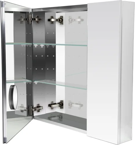 Sunrosa Botiquín de Medicina de Aluminio para Baño con Puerta de Espejo, 30"×27.5" Gabinete de Espejo de Baño, Montable en Pared y Empotrable,