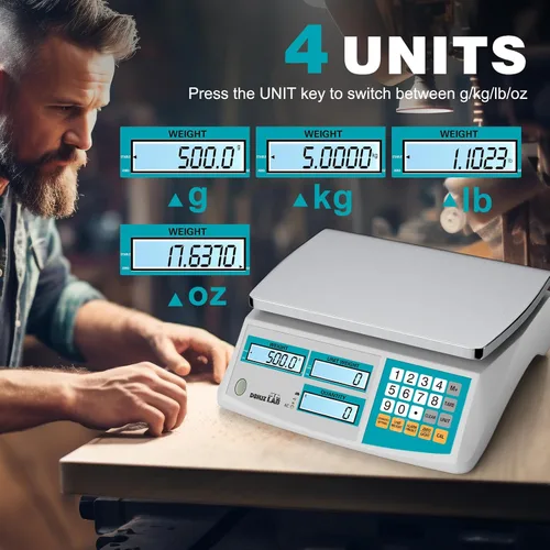 Miniatura 2 de Báscula de conteo industrial 30kg/66lb x 0.1g Báscula de gramo digital de alta precisión para inventario y conteo con batería, alimentación DC/AC