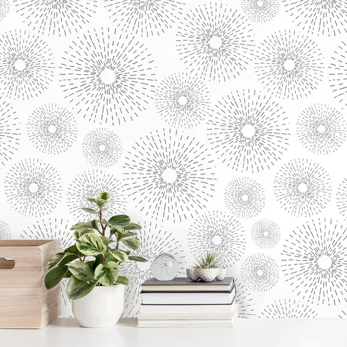 Miniatura 11 de Safiyya Papel tapiz despegable y adhesivo de 393" x 17.7 pulgadas, papel de contacto dorado blanco, autoadhesivo, removible, papel tapiz moderno