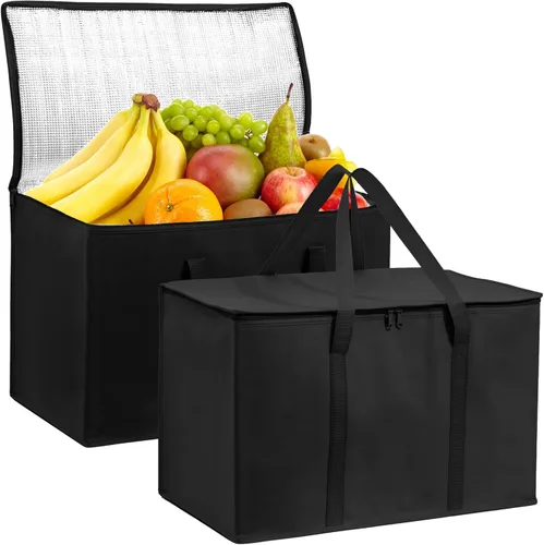 Miniatura 13 de Carrywell (No fabricado en China) Bolsas de comestibles reutilizables aisladas, bolsa de catering y entrega para alimentos fríos y calientes, bolsa