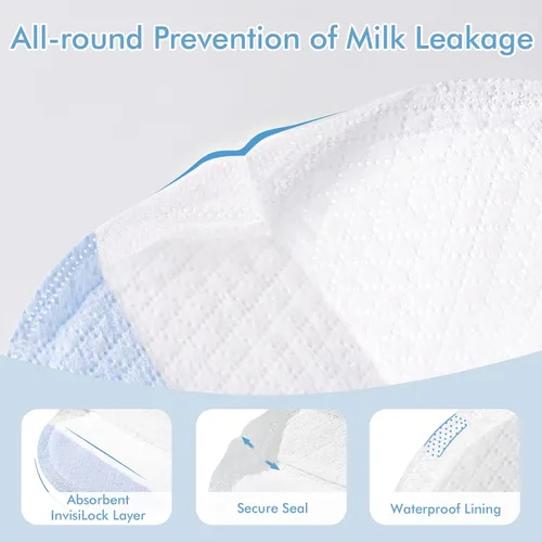 Miniatura 3 de NCVI Almohadillas de lactancia desechables superabsorbentes, 180 unidades, almohadillas para el pecho que se mantienen secas para fugas de leche